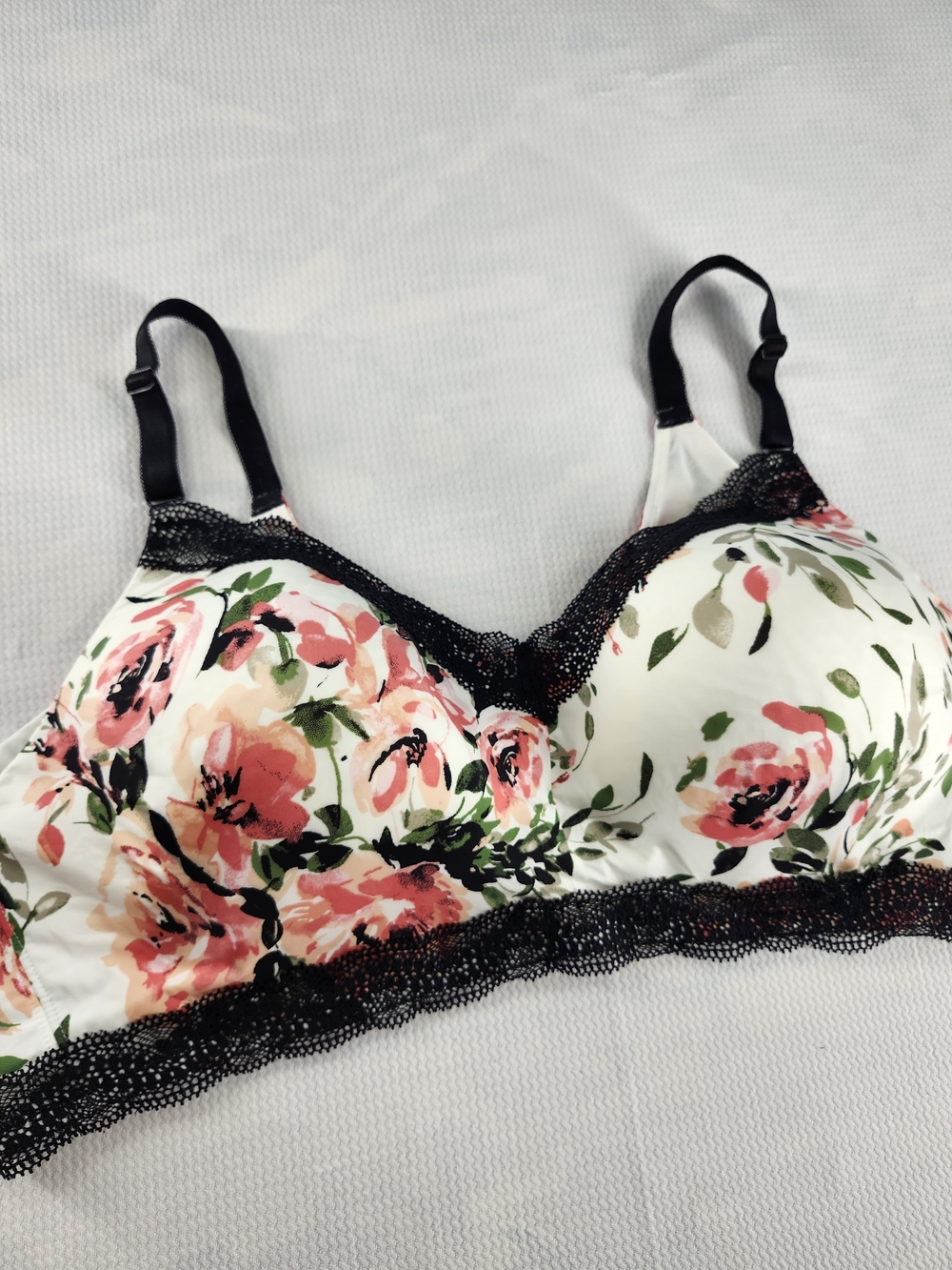 Torrid Curve Floral Lace Trim Bralette Bra 46B WireFree Lined 360 Back Smoothing